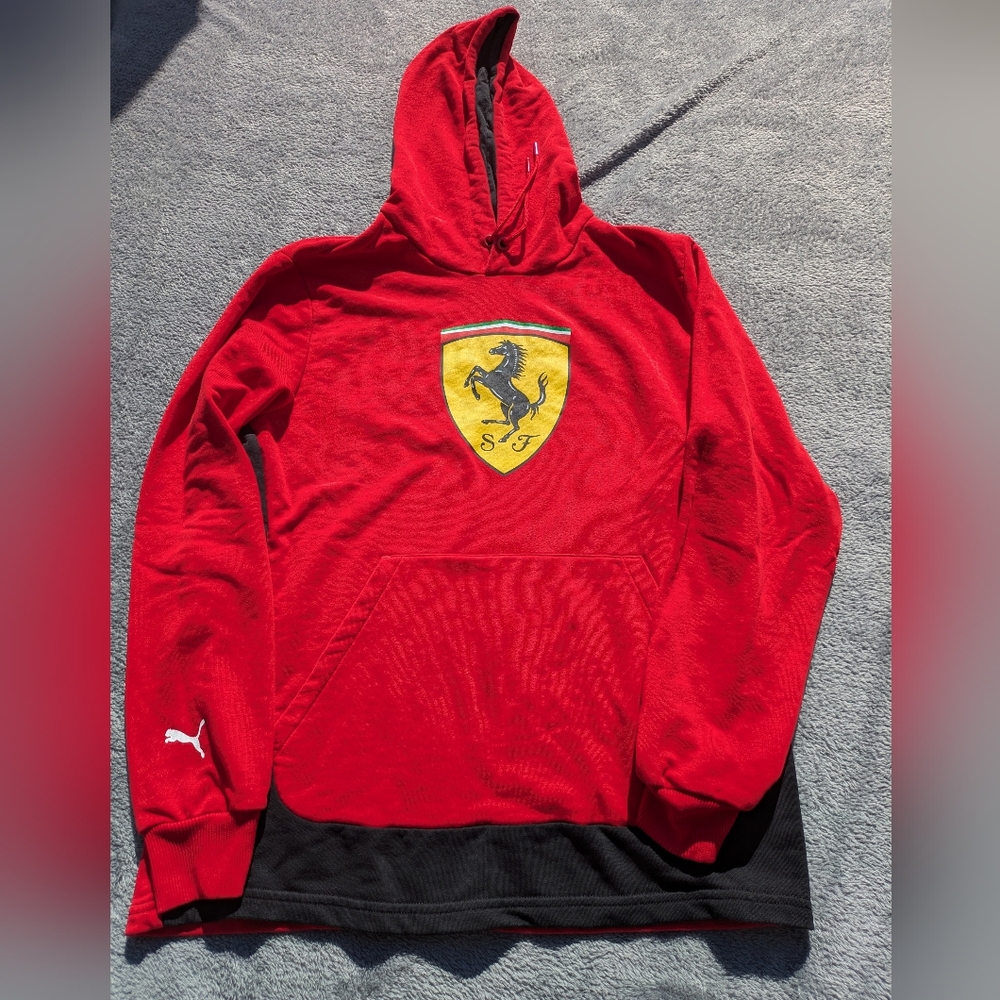 Puma Ferrari Red Hoodie with Black and Yellow Details